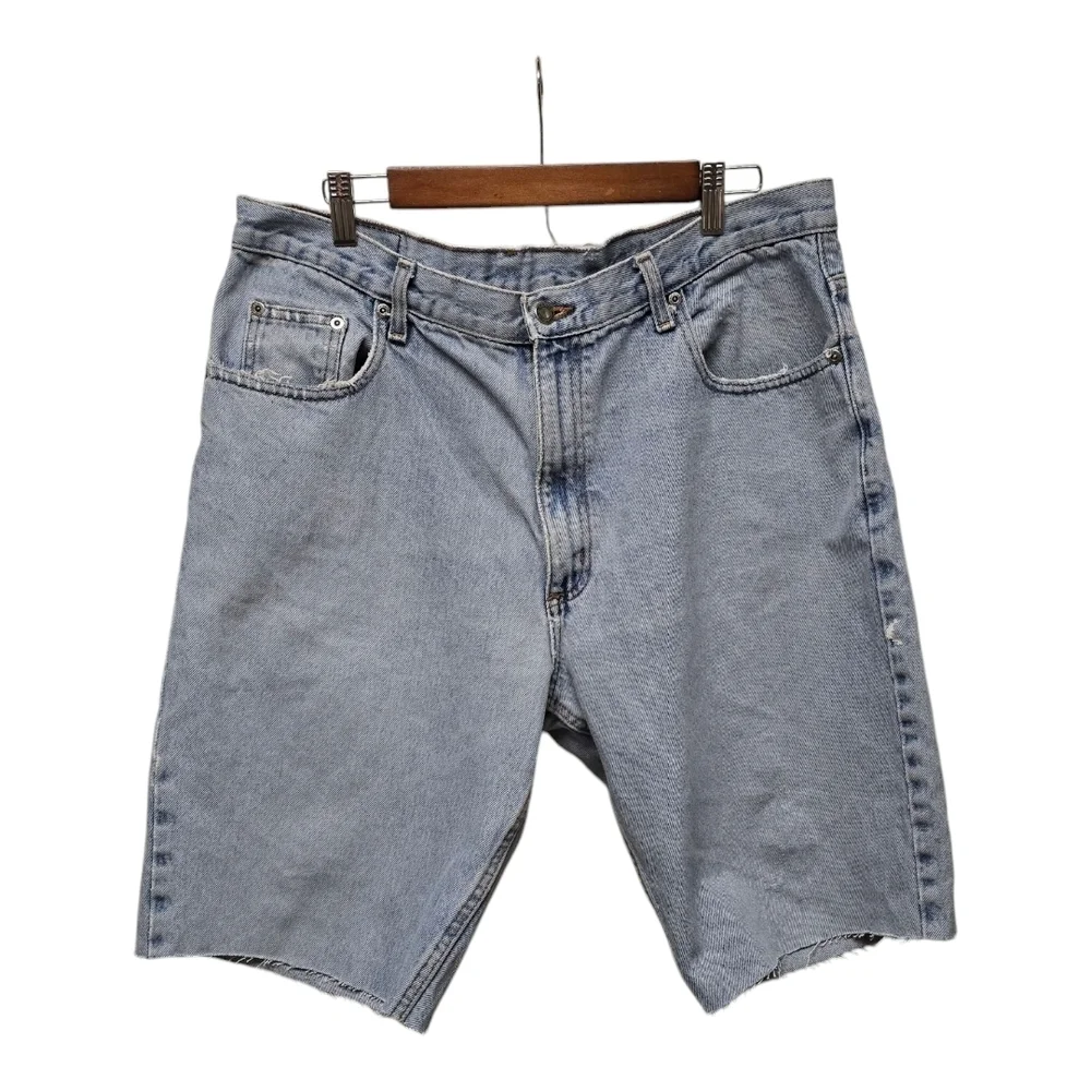 Vintage 90s Baggy Denim Jorts Distressed Cut Off Jean Shorts 35